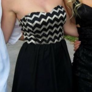 High Low Black and Gold Formal Dress